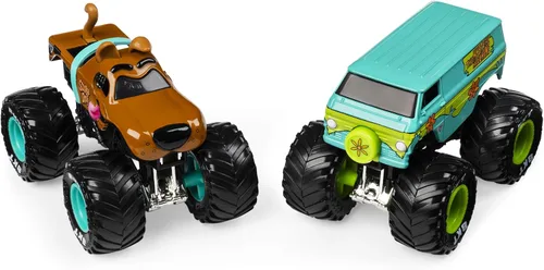 Vista 2 de Monster Jam, Camiones monstruo fundidos a presión oficiales de Scooby Doo vs. Mysterty Machine, escala 1:64, paquete de 2