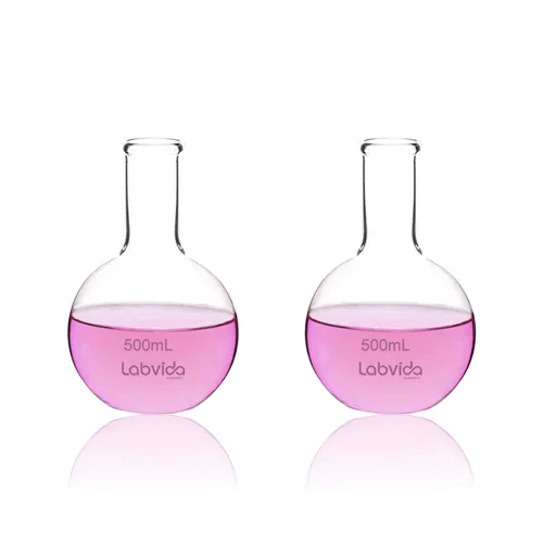 Vista 9 de 4pcs de frascos de ebullición de vidrio de fondo plano, Vol.8.5 fl oz, vidrio de borosilicato 3.3, LVD001
