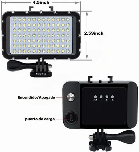 Vista 3 de Suptig Luces subacuáticas 84 LED de alta potencia regulable, impermeable, luz de video LED, impermeable, 164 pies (164.0 ft) para cámaras Gopro
