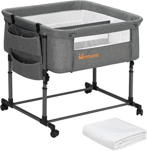 Vista 10 de MTWML Cuna gemelar para 2 bebés, cuna portátil para gemelos con bolsa de almacenamiento y funda de colchón reemplazable, cuna de cama doble