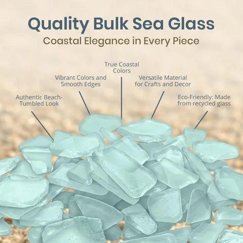 Vista 2 de Nautical Crush Trading Sea Glass Craft - 28 onzas azul aguamarina - Artesanía de vidrio de playa - Decoración de vidrio de mar - Relleno de jarrón