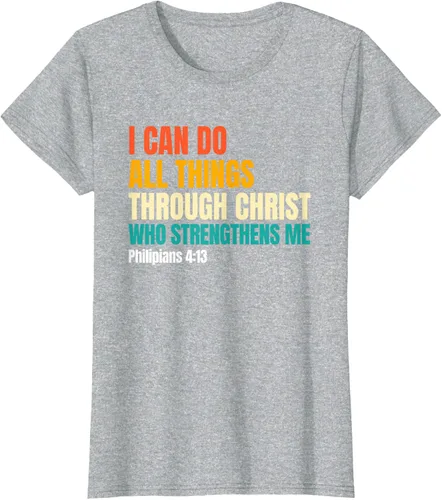 Vista 24 de I Can Do All Things Through Christ Christian Faith Camiseta, Negro, S