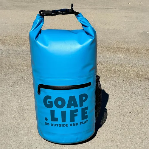Vista 2 de GOAP Bolsa seca impermeable 10L playa, pesca, camping, senderismo, rolltop, correa cruzada, bolsillo para botella de agua, bolsillo con cremallera
