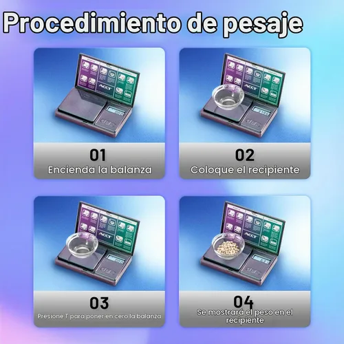 Vista 3 de Báscula digital de bolsillo, 17.64 oz por 0.00 oz, báscula de precisión de gramos con función de escala de tara, 6 unidades, báscula pequeña de Verde