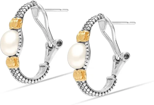 Vista 4 de LeCalla Aretes de plata de ley 925 con espalda Omega para mujer Aretes de tuerca Omega con clip Aretes de tuerca Omega con clip