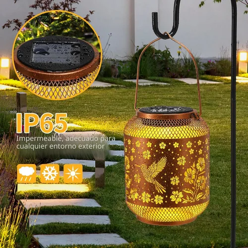 Vista 6 de Faroles solares para exteriores impermeables con diseño de colibrí para jardín, regalos de cumpleaños para mujeres, mamá, abuela, luces solares