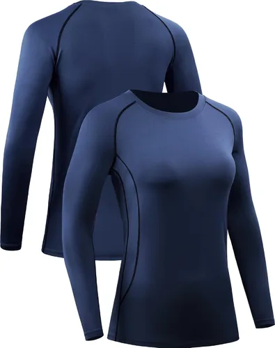 Vista 86 de CADMUS Paquete de 1 o 3 camisetas de entrenamiento de manga larga para mujer, camiseta de compresión de ajuste seco para correr