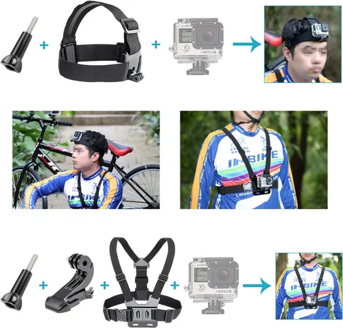 Vista 3 de Kit de accesorios para cámara de acción 50 en 1 con tarjeta micro SD de 64 GB + paño de limpieza de microfibra, compatible con GoPro Hero 8, 7, 6
