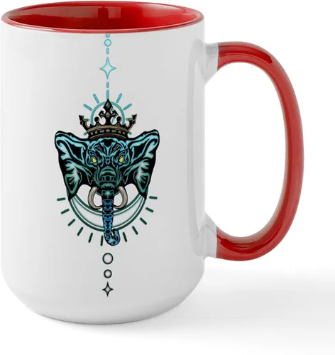 Vista 23 de CafePress Blue Elephant - Taza de café de cerámica de 15 oz (15.0 fl oz)