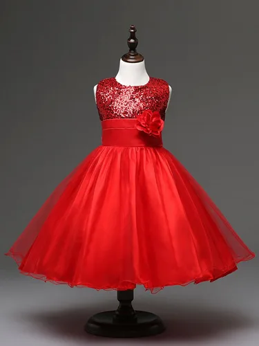 Vista 2 de DreamHigh vestido de concurso de belleza con flores y lentejuelas para niñas