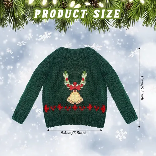 Vista 3 de Chalyna 6 piezas de ropa de muñeca de Navidad, accesorios de Navidad, suéter pequeño, ropa de punto, accesorio de Navidad, accesorios de ropa