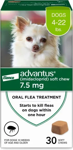Vista 11 de Advantus Tratamiento oral antipulgas de acción rápida para perros, masticables suaves para perros de 4 - 22 lbs. 7 unidades.