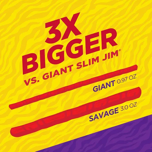 Vista 4 de Slim Jim Savage - Palitos de carne ahumada sabor original, 3 onzas, 12