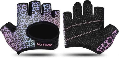 Vista 9 de KUTOOK Guantes de levantamiento de pesas para mujeres, guantes de entrenamiento de gimnasio con protección de palma y agarre adicional, guantes