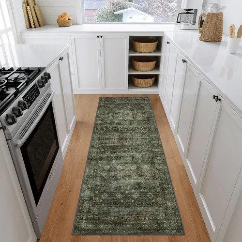 Vista 25 de Moynesa Alfombra ultra fina lavable de 2 x 3 pies, alfombra pequeña de cocina para entrada, interior, antideslizante, tapete vintage para puerta