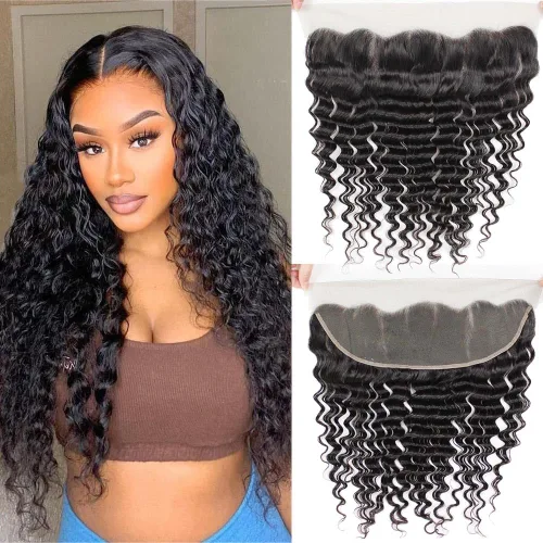 Vista 14 de CHEEON Frontal de encaje HD de 13 x 4 de 12 pulgadas, cabello humano brasileño ondulado con cierre frontal de encaje, 100% cabello humano virgen sin