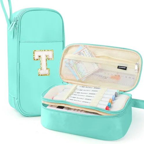 Vista 56 de Estuche Grande para Lápices, Bolsa de Lápices de Gran Capacidad, Bolsa de Lápices Personalizada con Inicial con Cremallera Suave, Múltiples