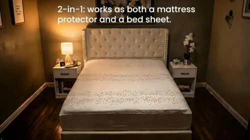 Vista 4 de Funda de colchón con cremallera, protector de colchón, transpirable, impermeable, alternativa a la piel, sábana de bolsillo profundo de punto