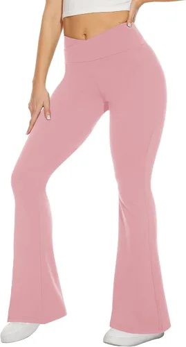 Vista 89 de TNNZEET Leggings acampanados negros para mujer, pantalones de yoga cruzados con bolsillos, corte de bota, leggings acampanados
