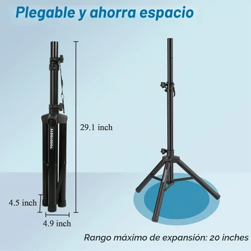 Vista 5 de Vondynote Par de soportes para altavoces de trípode de altura ajustable de 33.5 a 53.5 pulgadas, soporte delgado para mini altavoz, PA DJ, trípode
