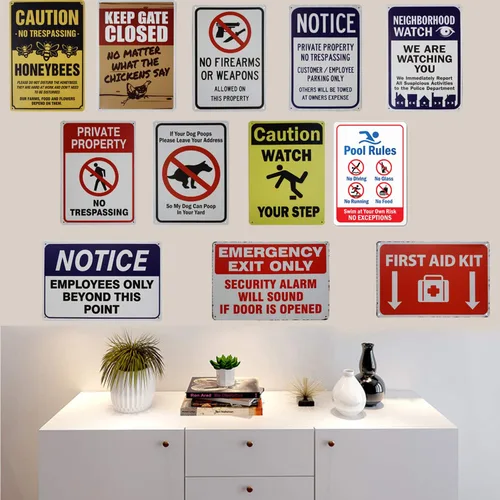 Vista 3 de Cartel divertido mensaje de caca de perro, con texto en inglés «Leave Your Address, My Dog Can Poop in Your Yard», letrero de metal para exteriores