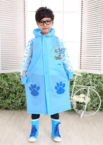 Vista 2 de Abrigo de lluvia para niños y niñas, poncho de lluvia reutilizable, para escuela, con posición, plegable, ropa impermeable