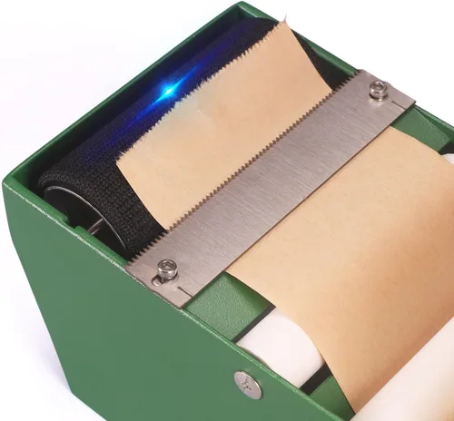 Vista 4 de Dispensador de cinta de escritorio de metal, dispensador de cinta engomado de papel Kraft activado por agua, diseño pesado antideslizante