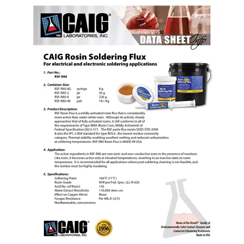 Vista 4 de CAIG LABORATORIES, Flujo de soldadura de colofonia (eléctrica), frasco, 1.98 oz, paquete de 1