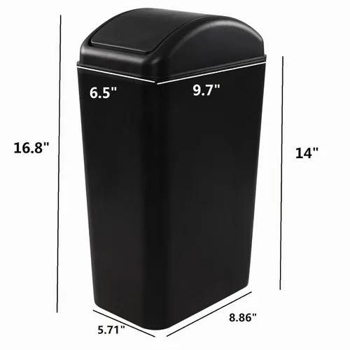 Vista 2 de Cubo de basura negro de 14 litros/3.5 galones, cubo de basura delgado para espacios estrechos, F