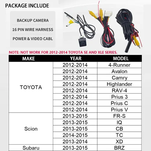 Vista 7 de EWAY Kit de cámara de respaldo de visión trasera para Toyota Camry Corolla RAV4 Prius Avalon 2012-2014 Cámara de marcha atrás a pantalla de radio