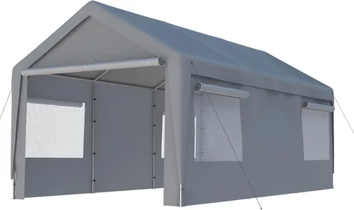 Vista 9 de Tienda de campaña de almacenamiento de 6 x 6 pies con puertas enrollables, cobertizo de refugio portátil al aire libre, carpa de garaje, cochera
