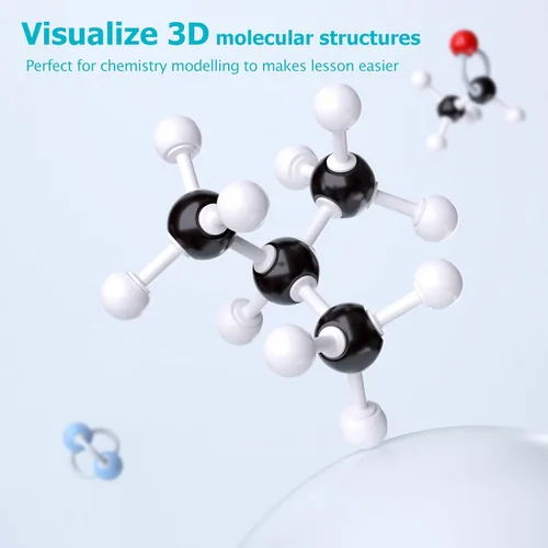 Vista 4 de Kit de modelo molecular, juego de 124 piezas de química molecular orgánica, kit de modelo de elementos atómicos para lecciones de química, kit