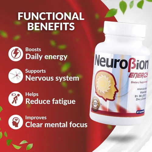 Vista 5 de 60 Cápsulas Neurobion Energy - Aminoácidos Vitamina B1 B2 B6 B12 - Aumenta la Alerta Mental y la Resistencia