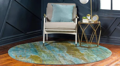 Vista 2 de Unique Loom Jardin Collection - Alfombra para múltiples áreas, abstracta, vibrante., Polipropileno, Turquoise