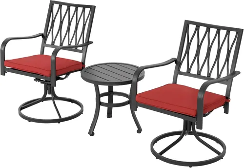 Vista 17 de NUU GARDEN 3 Pieces Outdoor Patio Bistro Set with Coffee Table,Beige