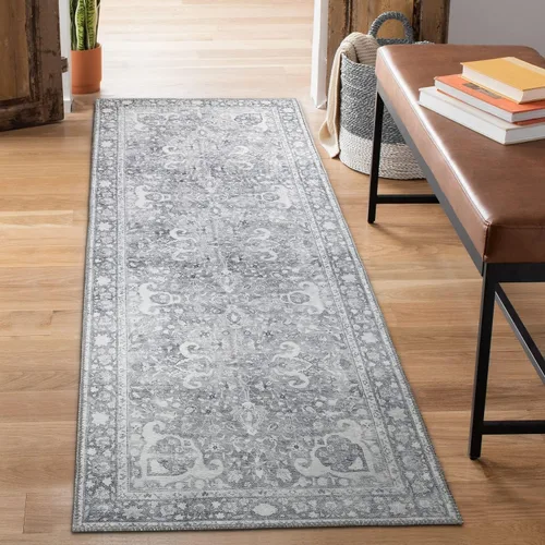 Vista 2 de Superior Alfombra clásica de medallón floral de tejido plano para interiores, para sala de estar/comedor, cocina, dormitorio, oficina, entrada, 2