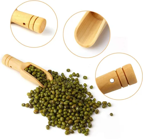 Vista 6 de 8 piezas mini cucharas de madera, mini cucharas de bambú para sales de baño, cuchara de té, cuchara de detergente en polvo, cuchara de caramelo