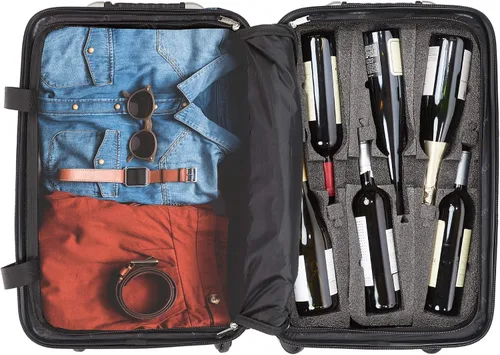 Vista 4 de VinGardeValise Maleta de viaje para vino, hasta 12 botellas (plata) con placa de identificación personalizada para equipaje
