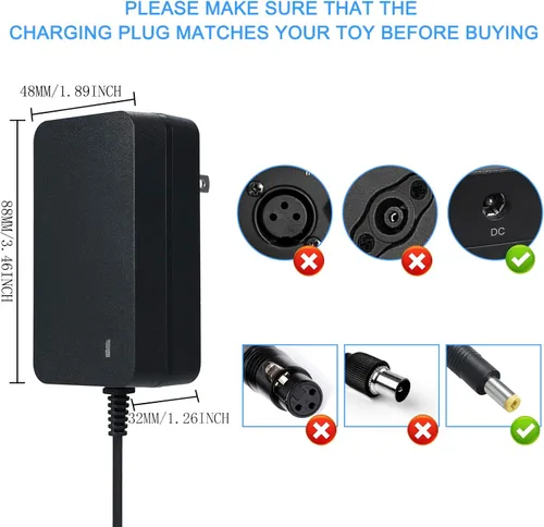 Vista 3 de Cargador de batería de 24V para juguetes montables, Cargador de 24V para autos montables Best Choice Products, Accesorios SUV motorizados, Cargador