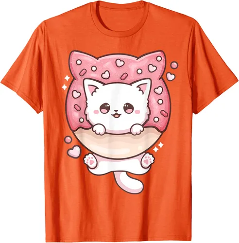 Vista 95 de Camiseta Kawaii Cat Donut Anime Lover Otaku, Negro