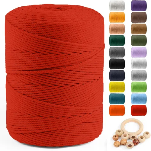Vista 22 de ZUEXT Cordón de algodón para macramé de 4 mm x 500 m, ZUEXT Cordones trenzados naturales hechos a mano en verde manzana de 4 hebras, cuerda de lana