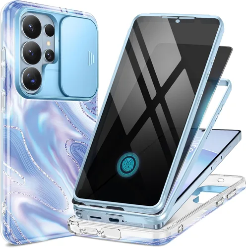 Vista 25 de GVIEWIN para Samsung Galaxy S23 Ultra Funda con cubierta deslizante para cámara, [Protector de pantalla incorporado] [2 Marcos frontales] Funda