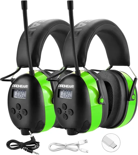 Vista 9 de PROHEAR 033 - Auriculares con radio AM/FM Bluetooth 5.4 - Batería recargable USB C de 2000mAh - Auriculares con radio para protección auditiva