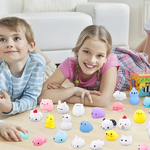 Vista 6 de 36 juguetes esponjosos para niños, mini juguetes para aliviar el estrés para recuerdos de fiesta, juguetes Mochi para niños, premios de aula, regalo