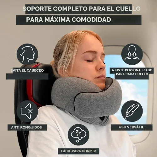 Vista 2 de FlyHugz® Almohada de viaje para el cuello Almohada cervical de espuma viscoelástica para mayor comodidad en el avión Diseño compacto