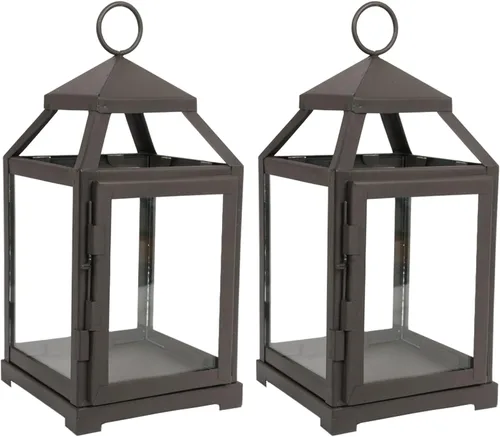 Vista 14 de Hosley's Farol estilo clásico, de 12 pulgadas de alto, de hierro y vidrio Regalo ideal para celebraciones, fiestas, bodas, Aromaterapia y Spa.