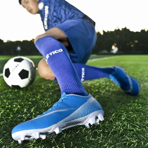 Vista 7 de Aiqzsh Zapatos deportivos de fútbol para hombre, zapatos de fútbol profesionales transpirables para deportes al aire libre, correr, competición