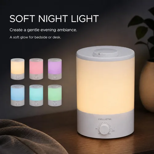Vista 3 de Humidificadores de niebla fría para bebés, dormitorio, guardería, hogar y oficina Vaporizador ultrasónico súper silencioso, recarga superior