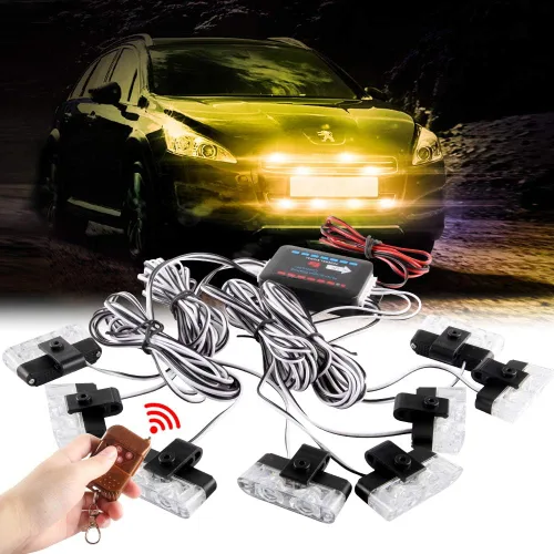 Vista 7 de Sidaqi 4 en 1 12V Estrobo de Emergencia Advertencia Rejilla Luces de Precaución Luces de Flash Para Coche Camión DRL Ambulancia Luces de Policía