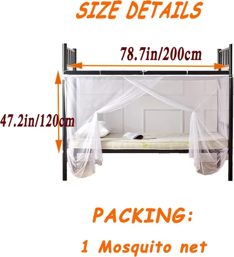 Vista 2 de Cortinas opacas para cama de privacidad con toldo grueso, mosquitero Mosquitera blanca 1aa